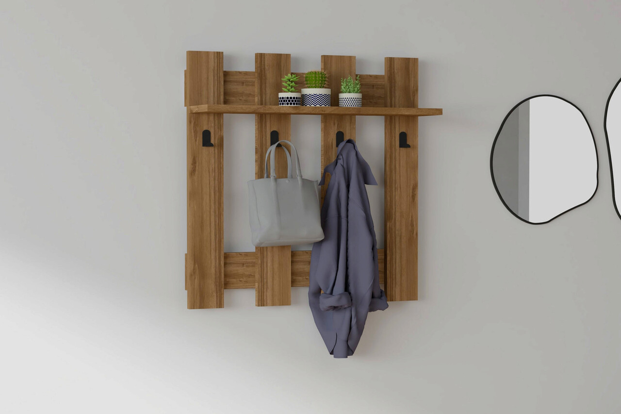 Cuier de perete, Hanah Home, Carina, 70x70x18 cm, Maro - imagine 5